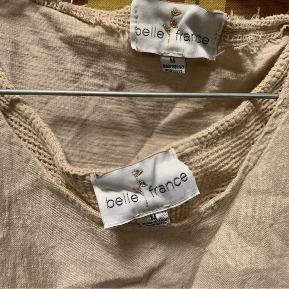 Belle France Boho Beige Sleeveless Mesh Vest and Tank Set Cardigan Duster - Picture 7 of 7